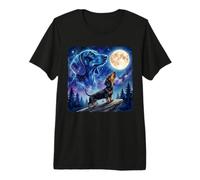 Dachshund Howling at The Moon Night Sky Dog Art Premium T-Shirt