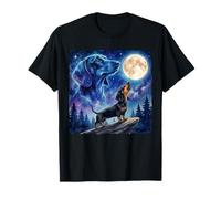 Dachshund Howling at The Moon Night Sky Dog Art T-Shirt