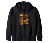 Dachshund Howling To The Moon Forest Mountain Scene Zip Hoodie