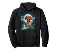 Dachshund Howling to The Moon Meme Funny Dog Lover Pullover Hoodie