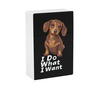 Dachshund I Do What I Want Fashion Cigarette Case Holder Flip Top Closure Card Pill Box 3.8×2.4×1.1 Inches