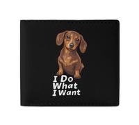 Dachshund I Do What I Want Mens Wallet Slim Leather Card Holder Bifold Wallets Front Pocket