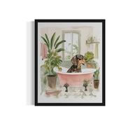 Dachshund in Bathtub Wall Art Poster Print, Animal Bathtub Restroom Wall Art Painting for Bathroom Decor Gallery Gallery 30 (Dachshund in Bathtub, 8 x 10 inches, Unframed)