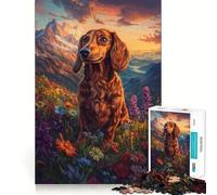Dachshund in Bloom Adults 1000 Piece Jigsaw Puzzle Unwind Game Clear Tone Enjoyable Challenge Unique Gift (38x52cm)