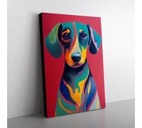 Dachshund In Colour Vol.6 Canvas Wall Art Print Ready to Hang, Framed Picture for Living Room Bedroom Home Office Décor, 76x50 cm (30x20 Inch)