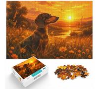 Dachshund in Golden Hour Grass - Cozy Sunset Jigsaw Puzzle, 1000 Piece | For quiet evenings and screen-free downtime, this adult jigsaw puzzle with 1000 pieces fits calm indoor leisure.