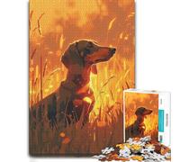 Dachshund in Golden Hour Grass - Cozy Sunset Jigsaw Puzzle, 1000 Pieces | Puzzle for Adults - screen-free tabletop leisure alone or together.