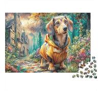 Dachshund in Jacket 1000 Pc Thick Cardboard Puzzle Jigsaw for All Ages Family Cardboard Holiday Pets in The Forest Puzzle Activity Indoor Leisure Office Break Travel 70x50cm/1000pcs