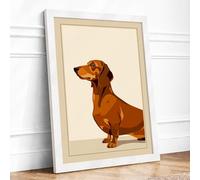 Dachshund in Profile Minimalist Framed Wall Art Print A1 (84.1×59.4cm) White, Wall Decor for Living Room, Bedroom, Office & Home, Ready to Hang, Art Gift