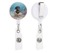 Dachshund in Shell Retractable Badge Reel - Personalized ID Name Badge Holder with Lanyard Cute Badges Reel Holder Round Nurse Doctor Name Tag Badges Clip for Work