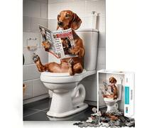 Dachshund in The Bathroom Puzzles for Teenagers 1000 Pieces Home Play Tension Relief Home Activity Nice Art (38x52cm)