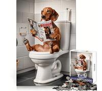 Dachshund in The Bathroom Puzzles for Teenagers 1000 Pieces Home Play Tension Relief Home Activity Nice Art (38x52cm)
