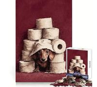 Dachshund in Toilet Paper Fort 1000 Pieces Jigsaw Puzzles for Adults Strong Logic Sharp Color Fun Challenge (38x26cm)