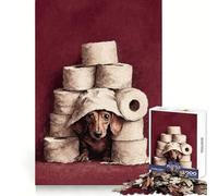 Dachshund in Toilet Paper Fort Jigsaw Puzzles 1000 Piece for Adults Stress Less Stress Relief Home Enjoyable Night Activity (50x75cm)