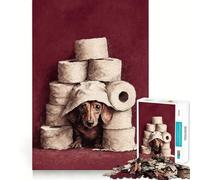 Dachshund in Toilet Paper Fort Jigsaw Puzzles 1000 Piece for Adults Stress Less Stress Relief Home Enjoyable Night Activity (50x75cm)