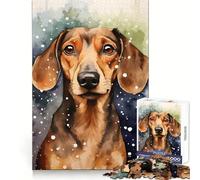 Dachshund in Watercolor 1000 Piece Jigsaws for Teenagers Sharp Thinking Smooth Cut Fun Activity Art Piece (38x52cm)