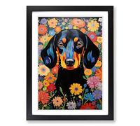 Dachshund Informel Framed Print | A2 Black Framed Wall Art | Ready to Hang | Modern Animal Picture | Living Room Bedroom Lounge Office