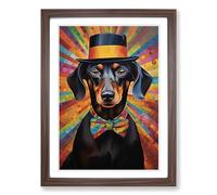 Dachshund Informel No.2 Framed Print | A2 Walnut Framed Wall Art | Ready to Hang | Modern Animal Picture | Living Room Bedroom Lounge Office