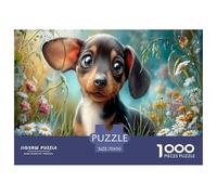Dachshund Jigsaw Puzzles Puzzle for Adults Kids. 1000 Piece Wildflower Meadow Impossible Challenge Toy Home Decoration for Adults& Kids Age 14 Years Up 70x50cm/1000pcs