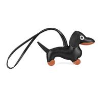 Dachshund Keychain, Dog Shaped Keychain Bag Charm Cute Dachshund Keyring Leather Stuffed Animal Bag Pendant Puppy Ornament Key Chain for All Dog Lovers(Black)