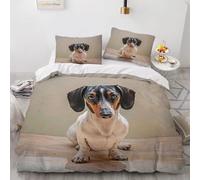 Dachshund King Size Duvet Cover Sets 3D Printed Pet Dog Bedding Set Soft Brushed Microfiber Quilt Cover 230x220 cm with Zipper Closure for Teens and Adults with 2 Pillowcases n.1798