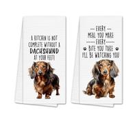 Dachshund Kitchen Tea Towels, 2Pcs Microfiber Teatowels for Kitchen, Absorbent Kitchens Hand Towel, Cute Dachshunds Gifts Towels for Kitchens Cleaning Drying, Ideal for Dachshund Lovers Home Decor