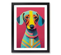 Dachshund Kitsch Framed Wall Art Print, Ready to Hang Picture for Living Room Bedroom Home Office, Black A2 (48 x 66 cm)