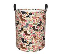 dachshund Laundry Basket Waterproof Laundry Hamper Circular Dirty Clothes Hamper with Handle Hamper for Living Room, Bathroom, Bedroom