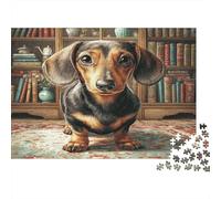 Dachshund Library 1000 Piece Jigsaw Puzzle Puzzle Game for Family Paper Jigsaw Puzzle for Adults Adult Relaxation Gift 38x26cm/1000pcs