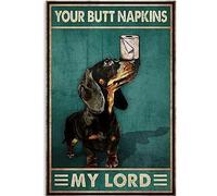 Dachshund Metal Tin Sign Dachshund And Toilet Paper Funny Poster Cafe Living Room Kitchen Bathroom Home Art Wall Decor Plaque Gift 8x12 inch
