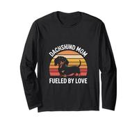 Dachshund Mom Fueled by Love Retro Sunset Long Sleeve T-Shirt