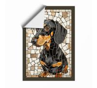 Dachshund Mosaic Portrait Rustic Unframed Wall Art Print A1 (84.1×59.4cm), Wall Decor for Living Room, Bedroom, Office & Home, Art Gift