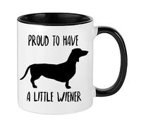 Dachshund Mug, Proud to Have A Little Wiener, Doxie Dog Lovers, Perfect for Pet Daschund Moms and Dads Coffee Mug,Tea Mug Cocoa Soup Daily use Inside Coloured Ceramic Cup Mug. (Black)