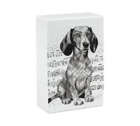 Dachshund Music Notes Cigarette Case - Waterproof & Crush Proof Cigarette Holder Case for 20 King Size Cigarettes, Portable Pocket Size Travel Box for Men & Women