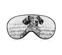 Dachshund Music Notes Sleep Mask Light Blocking Eye Cover Polyester Eye Mask with Elastic Strap Blindfold for Side Sleeper Sleeping Masks Face Hugging for Women Men Travel