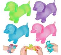 Dachshund Nice Ice Cube Squishy Toys, 4PCS Doh Stress Balls for Adults Kids, Sausage Dog Sensory Stress Relief Toys Fidget Cubes, Squeeze Balls for Autism Anxiety Relief Stocking Fillers