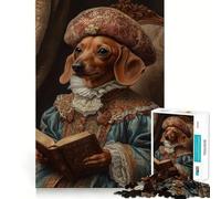 Dachshund Noble Scholar Jigsaw Puzzles for Adults1000 Pieces Reason Skill Fine Detail Happy Challenge Art Display (38x26cm)