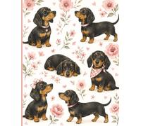 Dachshund Notebook for Girls: Cute Pink Dachshunds & Flowers | 8.5" x 11" Wide Ruled Notebook | 100 Gray Lined Pages for School, Journaling, Writing & Doodling
