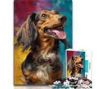 Dachshund Oil Painting 1000 Piece Jigsaw Puzzle for Adults Teens,Staycation Kill Time Every Piece Is Unique - Challenging Family Fun Game 50x75cm