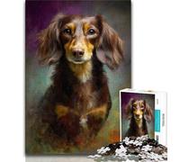 Dachshund Oil Painting 1000 Pieces Jigsaw Puzzles for Adults And Teens,Toys Educational Games Stress Relieving Suitable for Desktop Decoration (38x26cm)