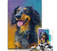 Dachshund Oil Painting Jigsaw Puzzles for Adults 1000 Piece,Staycation Kill Time with Fully Interlocking Randomly Shaped Pieces (50x75cm)