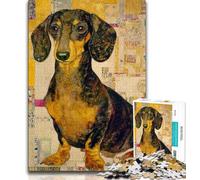 Dachshund Oil Painting Jigsaw Puzzles for Teenagers 1000 Jigsaws,Educational Game Challenge Toy Wall Decoration Unique Birthday And Xmas Gifts (75x50cm)