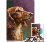 Dachshund Oil Painting Jigsaws Puzzles 1000 Pieces for Adults Gifts,Staycation Kill Time Every Piece Is Unique - Challenging Family Fun Game 50x75cm
