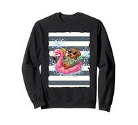 Dachshund on a floating flamingo Sweatshirt