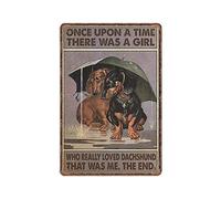 Dachshund Once upon A Time Tin Signs, Dog Dachshund Wall Decor, Funny Vintage Metal Tin Sign Plaqu Poster Wall Art Pub Bar Kitchen Garden Bathroom Home Decor, 20X30 cm