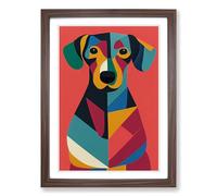 Dachshund Patchwork Framed Print | A2 Walnut Framed Wall Art | Ready to Hang | Modern Animal Picture | Living Room Bedroom Lounge Office
