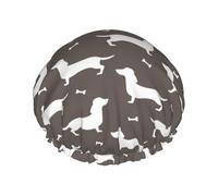 Dachshund Pattern,Shower Cap Nightcap Double Layer Waterproof Elastic Bath Cap Reusable Hair Cap