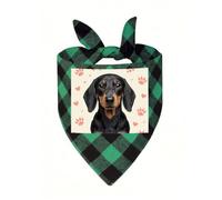 Dachshund Paw Print Dog Bandana Plaid Triangle Pets Scarf | Funny Dog Neckwear Washable Triangle Bibs Kerchief Pet Costume Accessories for Small Medium Large Dogs Cats Birthday Gift