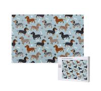 Dachshund Paws And Bones Blue,1000 Pieces Wooden Jigsaw Family Game Jigsaw Puzzles for Adults Teens Home Decor