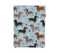 Dachshund Paws And Bones Blue, PU Leather Laptop Sleeve, Notebook Bag Laptop Case Sleeve Tablet Briefcase
